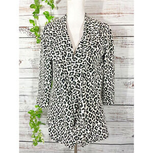 Calvin Klein Jacket size 2 Black White Cheetah Leopard Waterfall Career Stretch